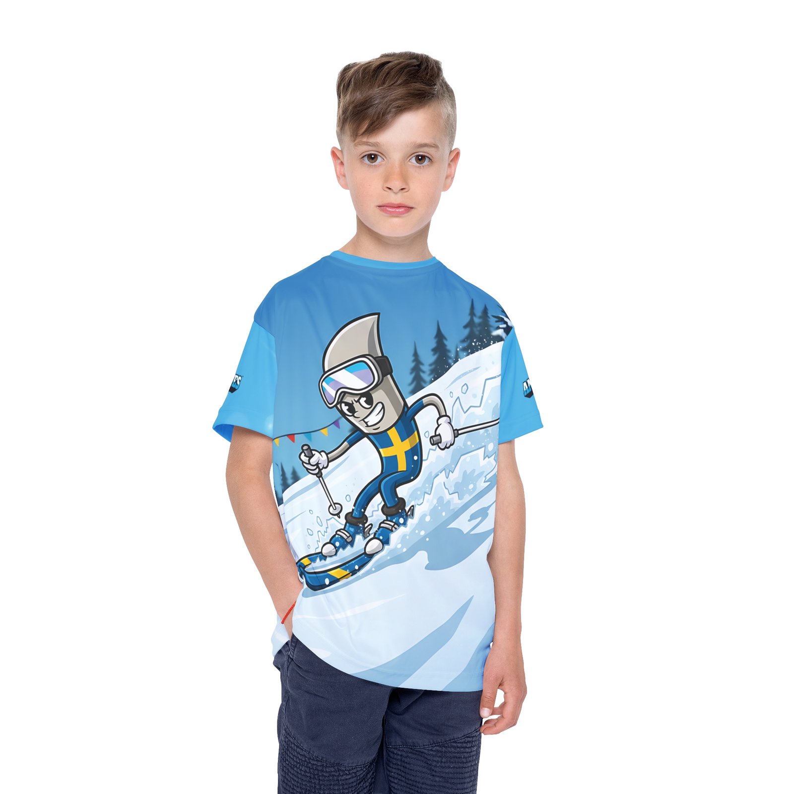 Sweden Ski Kids Sports Jersey (AOP) - Image 3